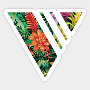 Tropical Geometric triangle with stripes, Floral Sticker